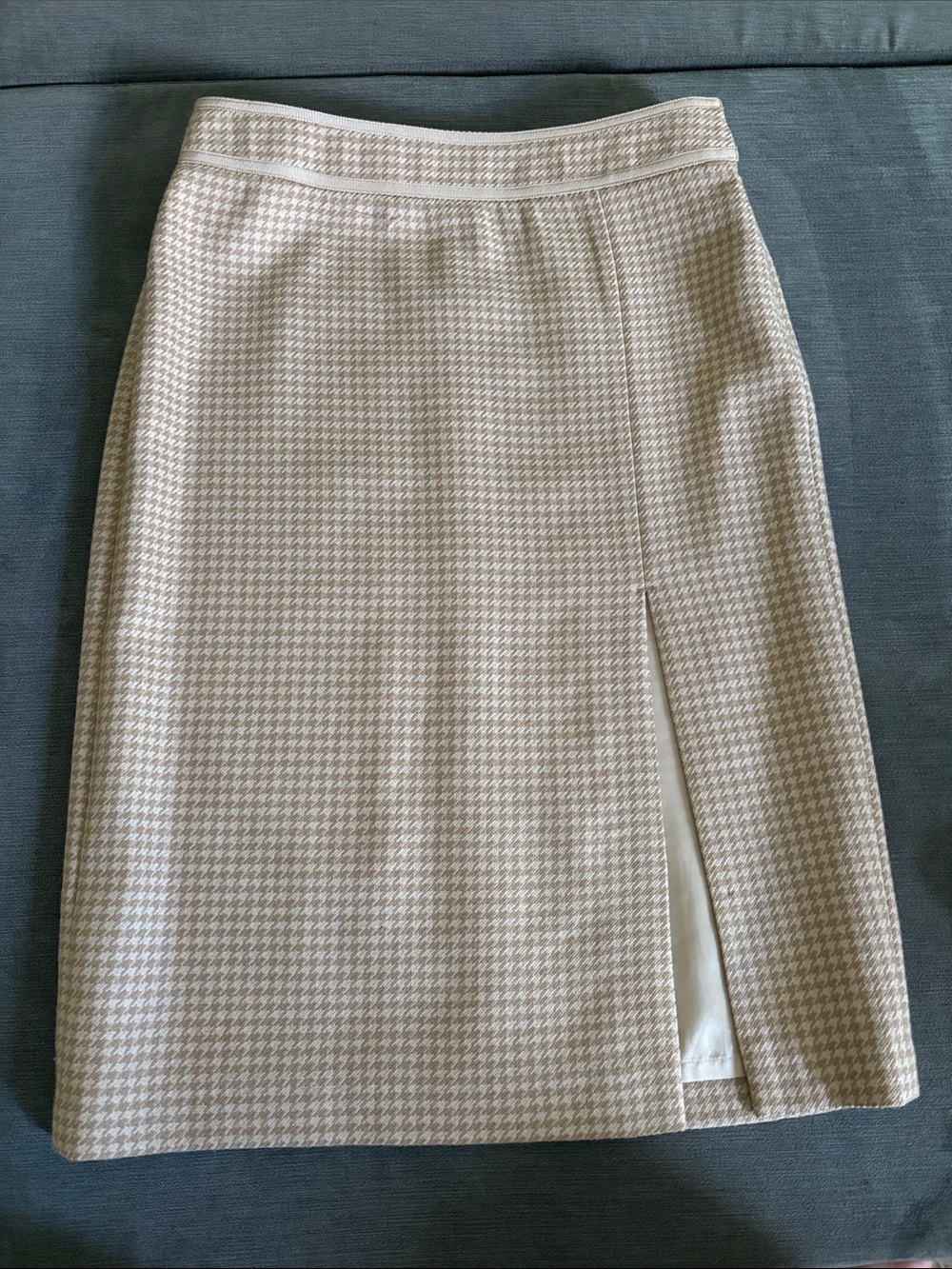 J. Crew Wool Houndstooth Pencil Skirt with Front Slit
